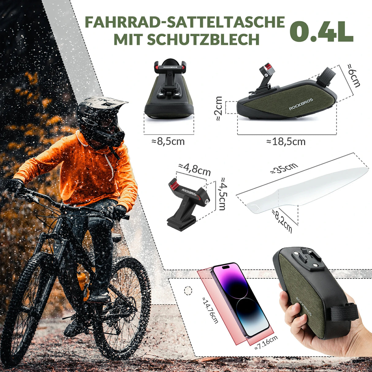 Fahrrad Satteltasche mit Durchsichtigen PVC Kotflügel - ROCKBROS-EU