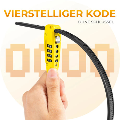 Fahrradschloss – 4‑stelliges Zahlenschloss mit Stahlkabel (54 cm, 98 g)