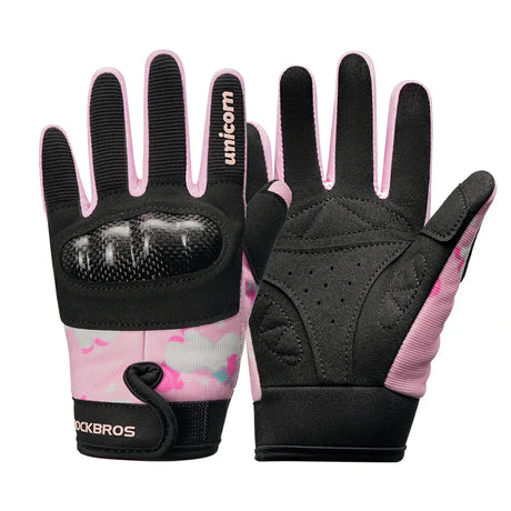 Black and pink gloves with 'Unicorn' branding on a white background #color_pink