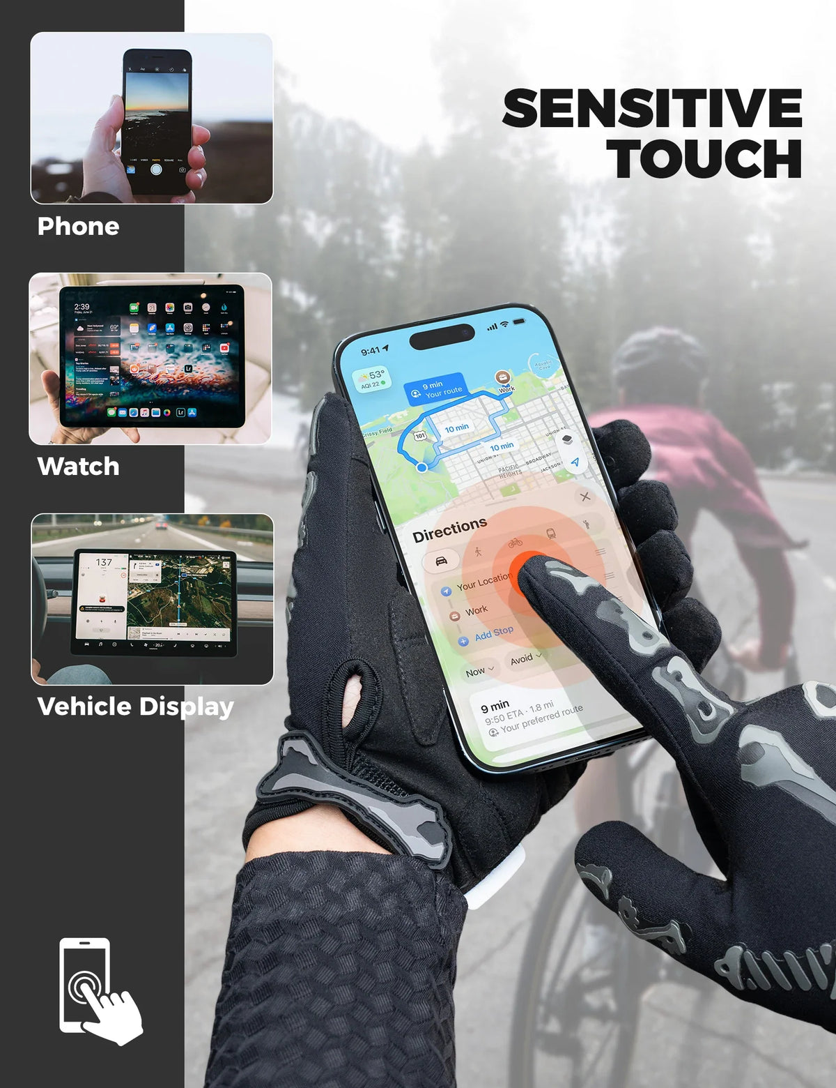 handschuh sticker smartphone Fahrradhandschuhe mit gepolsterten Handflächen & Touchscreen-Fingerspitzen – ROCKBROS – ROCKBROS-DE Size:F Crivit Sports - Fahrradcomputer sync-0943123
