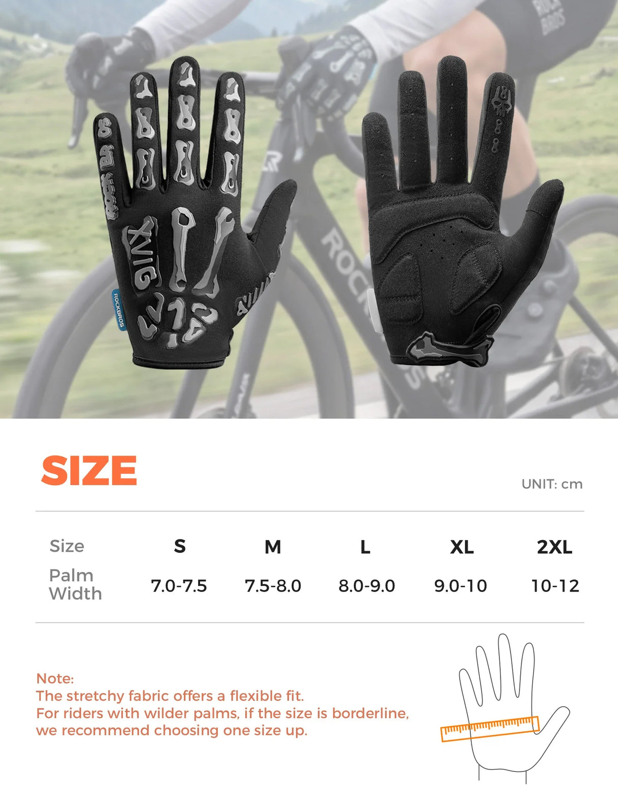 Fahrradhandschuhe mit gepolsterten Handflächen und Touchscreen-Fingerspitzen