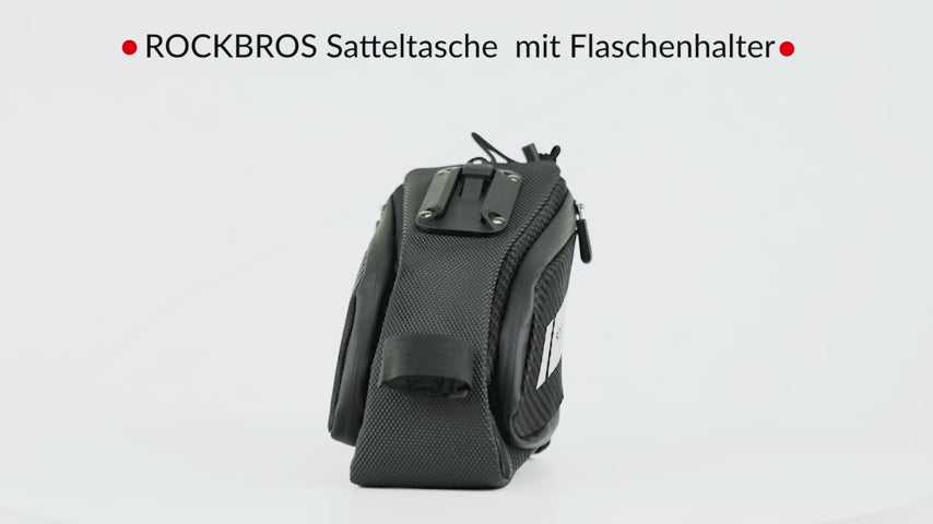 ROCKBROS Satteltasche Fahrradsitz Tasche mit Flaschenhalter Schwarz 1L