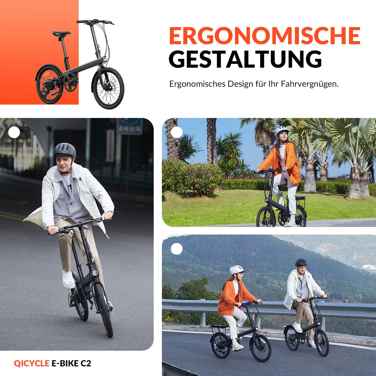 QiCYCLE E-Bike 20 Zoll klappbare Elektrofahrrad mit 8 Gangschaltung bis 25km/h für Jugendliche und Erwachsene - ROCKBROS-EU