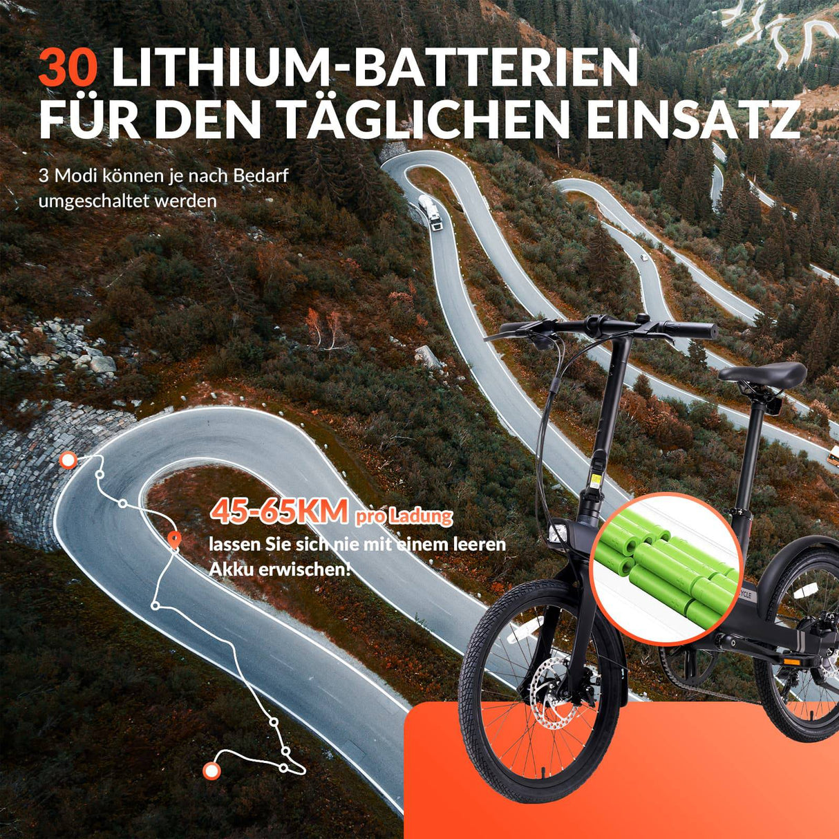 QiCYCLE E-Bike 20 Zoll klappbare Elektrofahrrad mit 8 Gangschaltung bis 25km/h für Jugendliche und Erwachsene - ROCKBROS-EU