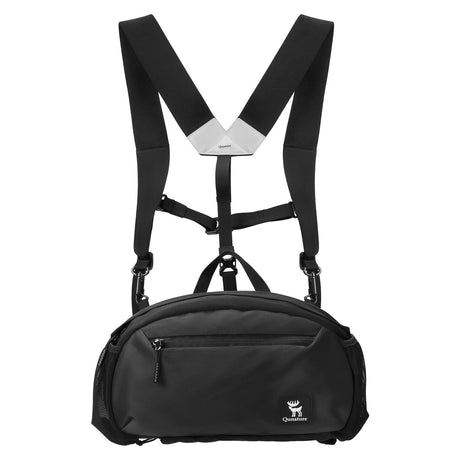 black qunature backpack with ergonomic y-shaped shoulder strap system