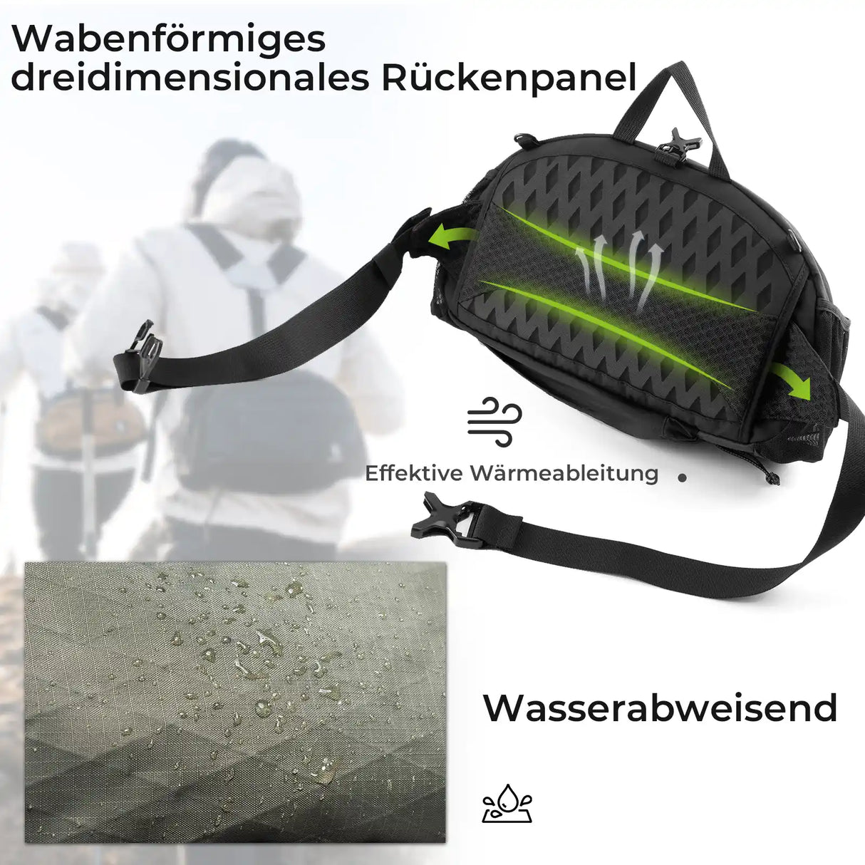 qunature backpack with honeycomb back panel for heat dissipation and water resistance