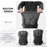 qunature misty 30l backpack with roll top design, expandable to 35l