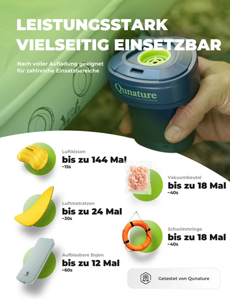 Qunature elektrische Luftpumpe mit 2-in-1 Funktion zum Aufblasen und Ablassen