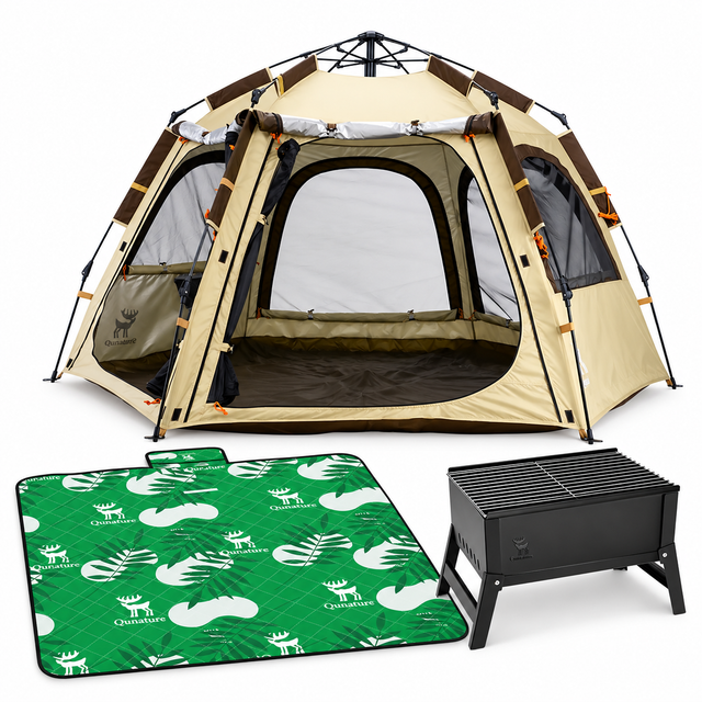 Familien-Camping Bundle: Pop-Up-Zelt, Picknickdecke & Grill