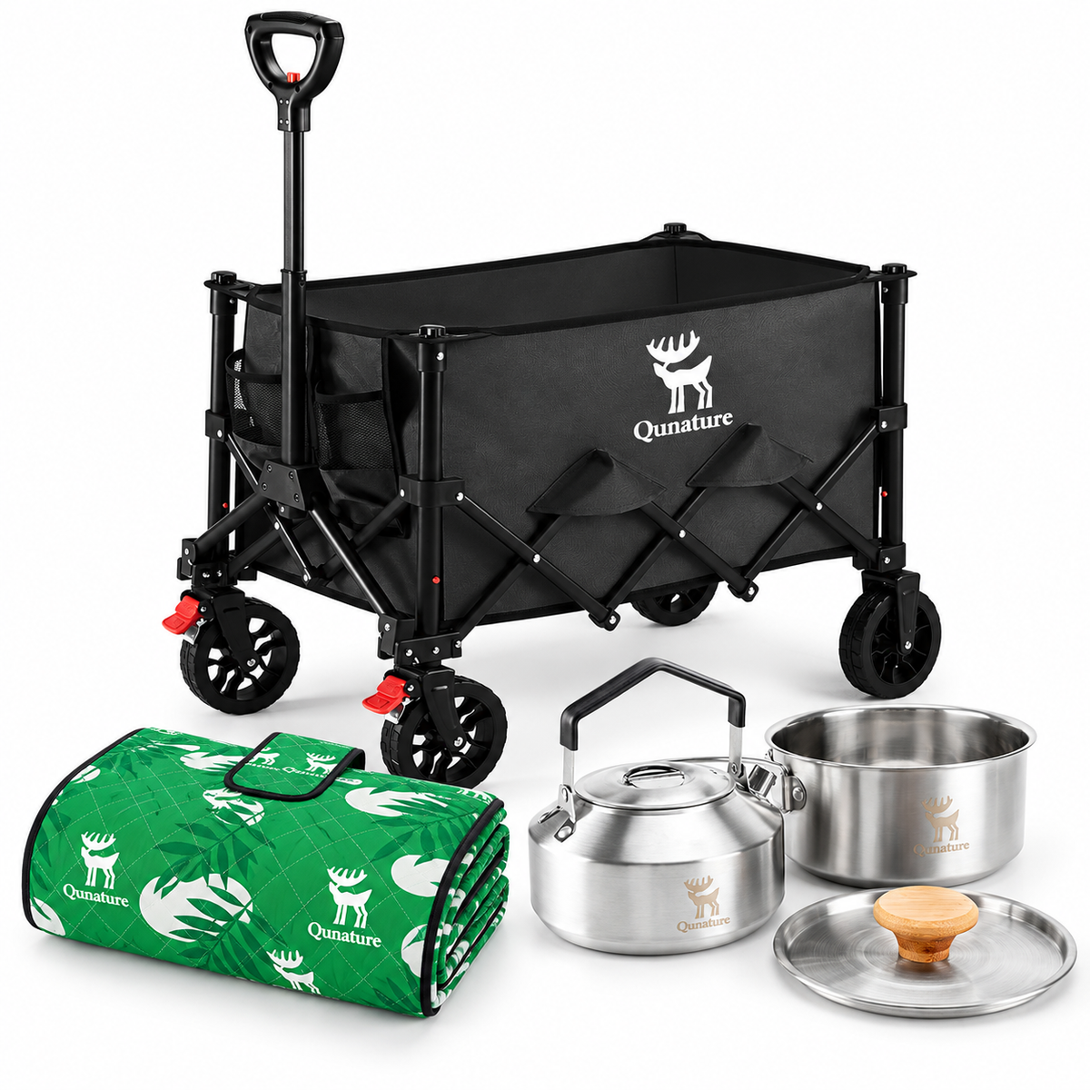 Familien-Picknick Bundle: Bollerwagen, Picknickdecke & Kochset