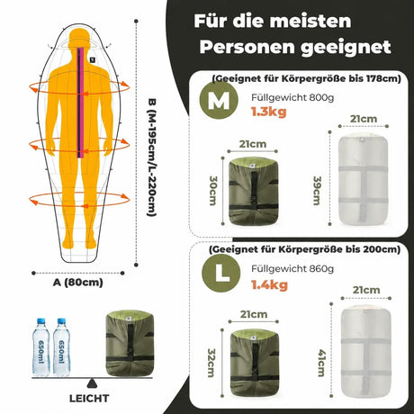 Mumienschlafsack Daune