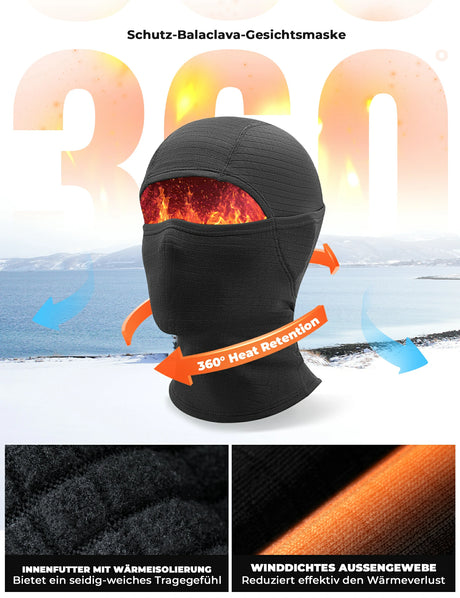 qunature schwarze balaclava aus winddichtem fleece