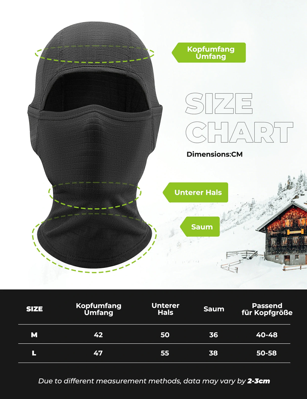 qunature schwarze balaclava aus winddichtem fleece