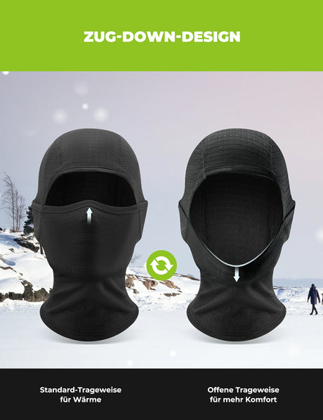 qunature schwarze balaclava aus winddichtem fleece