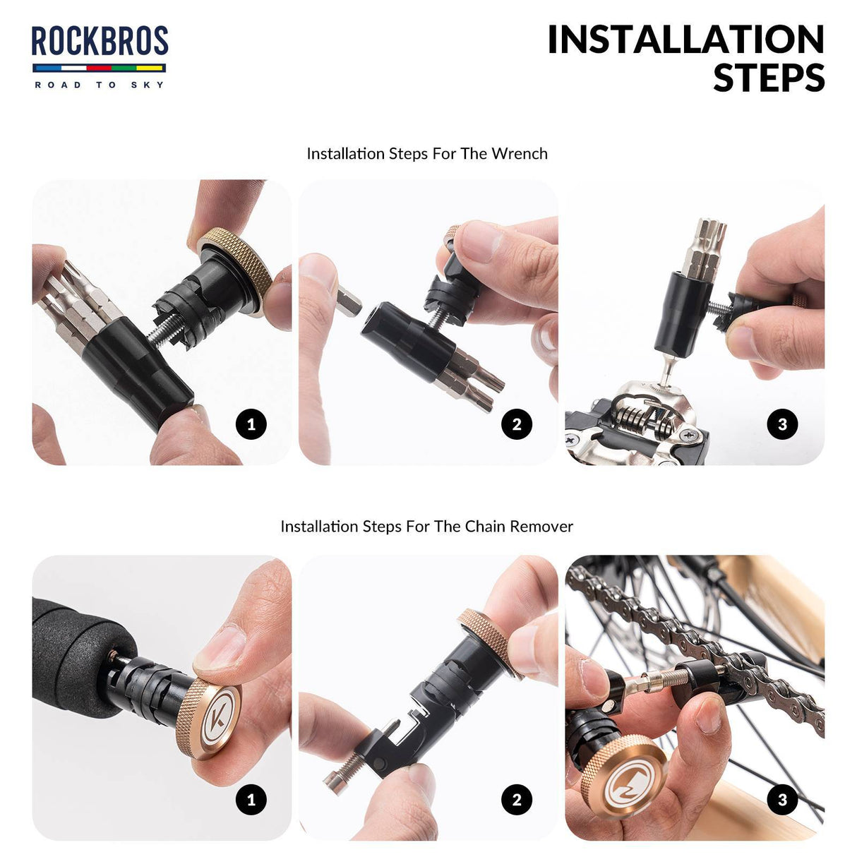 ROAD TO SKY Multifunktional 6 in 1 Reparatur Kit Werkzeug mit Kettenabzieher - ROCKBROS-EU