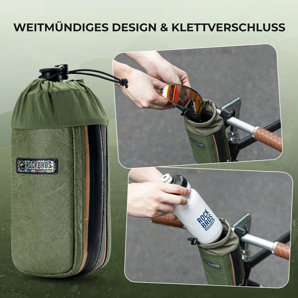 road-to-sky nachhaltige 0,8l fahrrad-wasserflaschentasche aus tyvek® und recycelten reifen