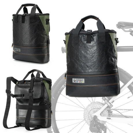 road-to-sky 12l roll-top gepäckträgertasche aus tyvek® und recycelten reifen