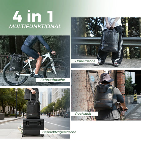 road-to-sky 12l roll-top gepäckträgertasche aus tyvek® und recycelten reifen