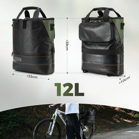 road-to-sky 12l roll-top gepäckträgertasche aus tyvek® und recycelten reifen