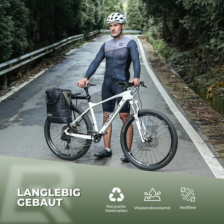 road-to-sky 12l roll-top gepäckträgertasche aus tyvek® und recycelten reifen