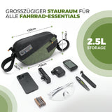 road-to-sky 2.5l lenkertasche aus tyvek® und recycelten reifen,
