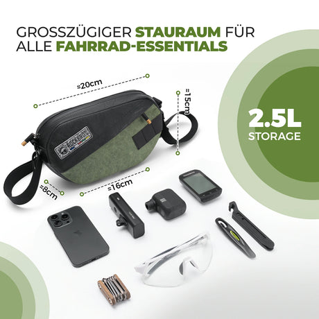 road-to-sky 2.5l lenkertasche aus tyvek® und recycelten reifen,