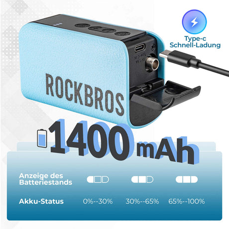 ROCKBEOS Elektrische Ballpumpe Klein aber Fein Luftpumpe mit 4 Ersatznadeln - ROCKBROS-EU