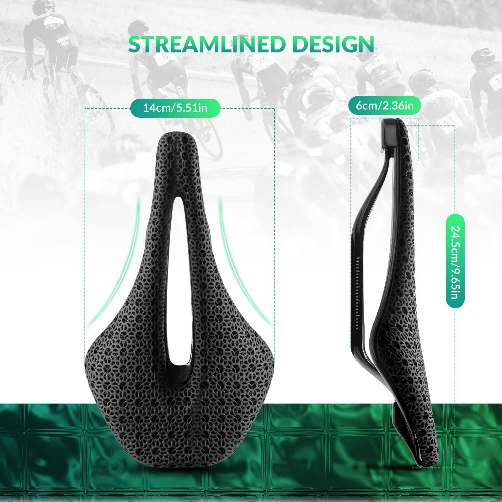 ROCKBROS 3D Printing Carbon Road Bike Saddle Ultralight Shock