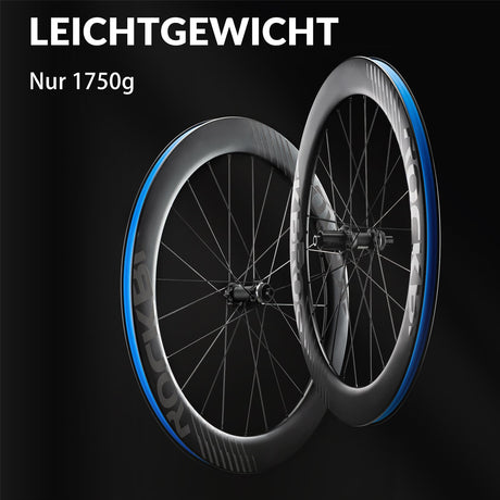 ROCKBROS 700C Carbon Laufradsatz 65mm Scheibenbremse Steckachse Laufrad Set für Rennrad - ROCKBROS-EU