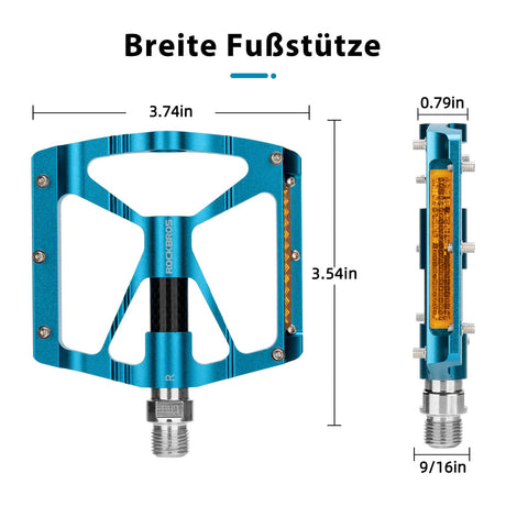 ROCKBROS Alu Fahrradpedale 9/16 Zoll mit zwei PVC Reflektoren - ROCKBROS-EU