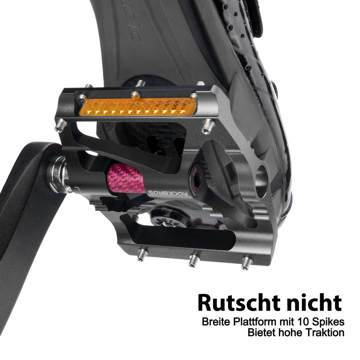 klickpedale mit reflektor ROCKBROS Alu Fahrradpedale 9/16 Zoll mit zwei PVC Reflektoren – ROCKBROS-DE