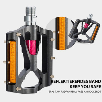 fahrrad pedale reflektor ROCKBROS Alu Fahrradpedale 9/16 Zoll mit zwei PVC Reflektoren – ROCKBROS-DE