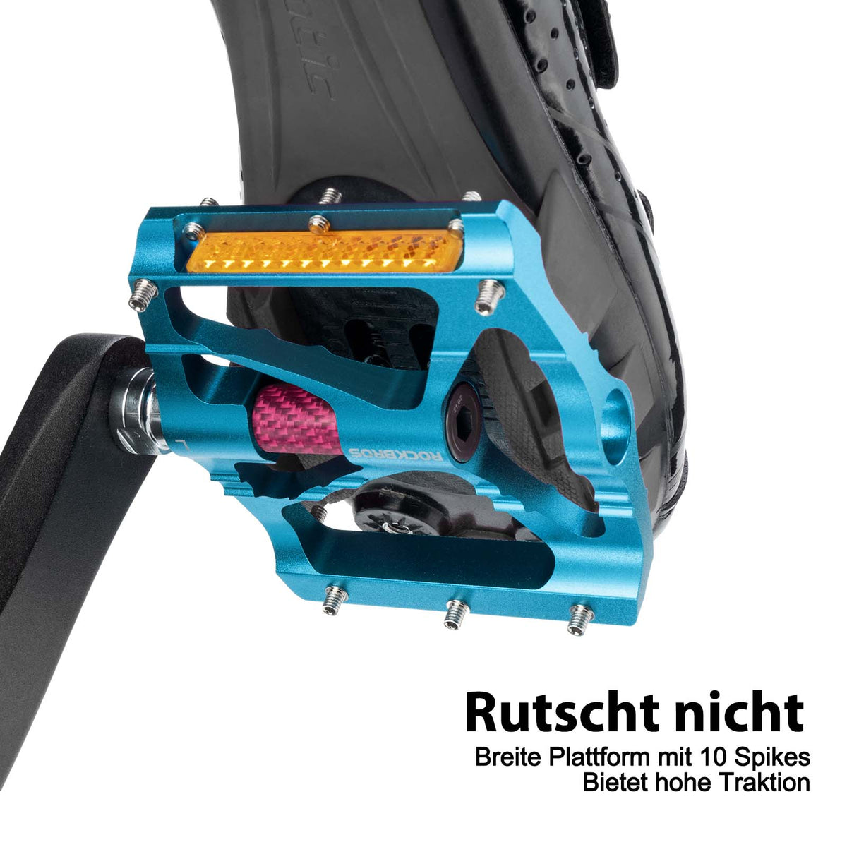 klickpedale mit reflektor ROCKBROS Alu Fahrradpedale 9/16 Zoll mit zwei PVC Reflektoren – ROCKBROS-DE