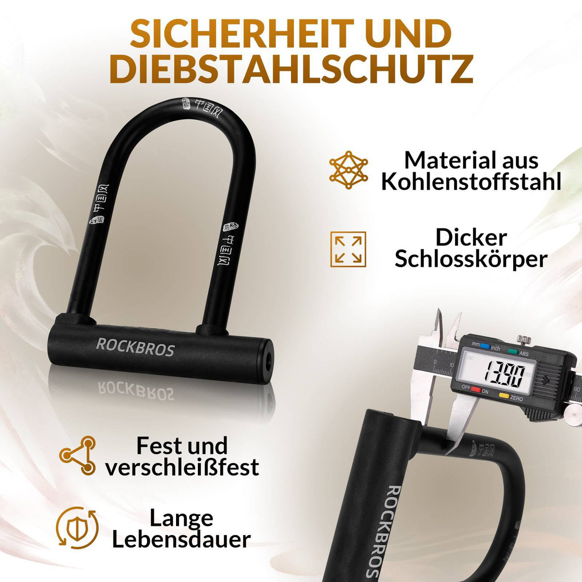 fahrradschloss kaufen wo ROCKBROS Bügelschloss Fahrradschloss Hohe Sicherheit Schlösser Wasserd – ROCKBROS-DE