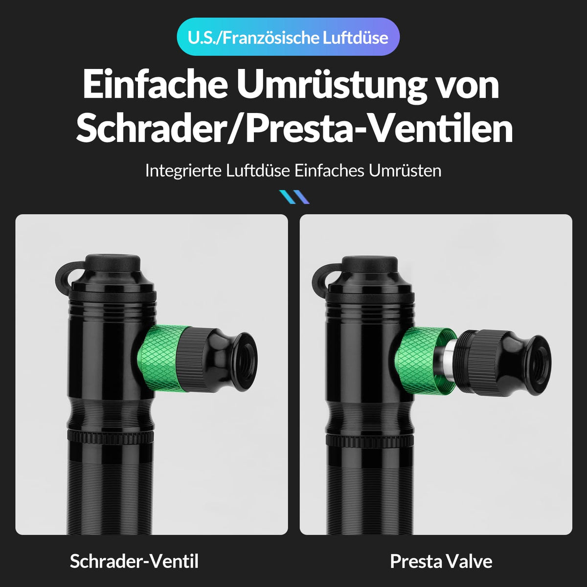 Leichte CO2 Pumpe Fahrrad CO2 Fahrradreifenfller Aluminium   Schnellaufpumpgert Fr MTB & Rennrad, Kompakt Ohne Gasflasche