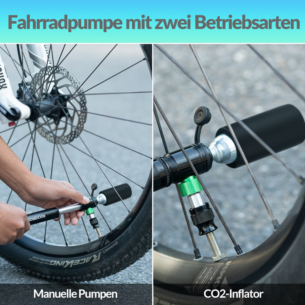 rennrad luftpumpe co2 ROCKBROS CO2 Fahrradpumpe 110 PSI Aluminium Minipumpe Schwarz