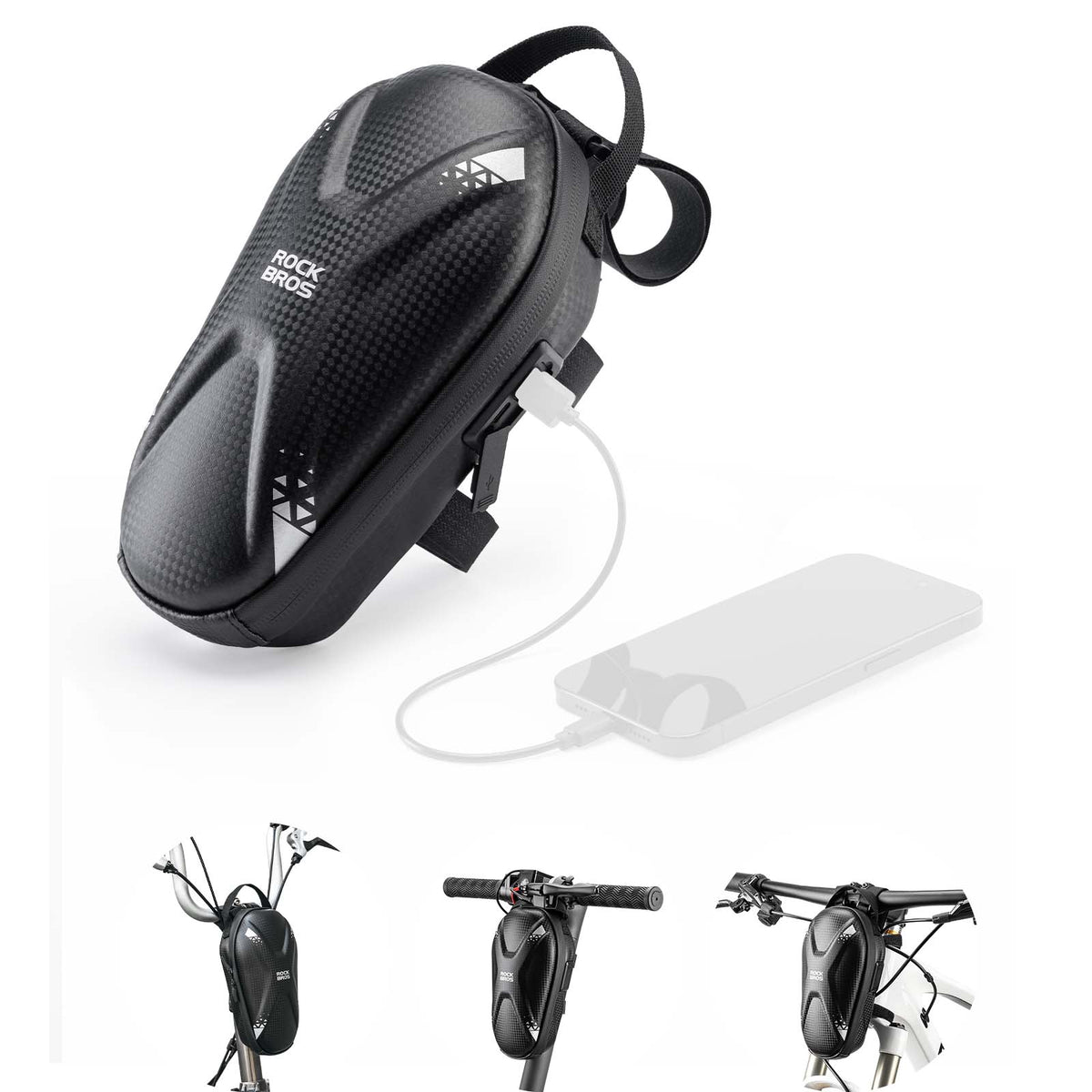 Wasserdichte E-Scooter Lenkertasche mit USB-Anschlüsse – ROCKBROS-DE