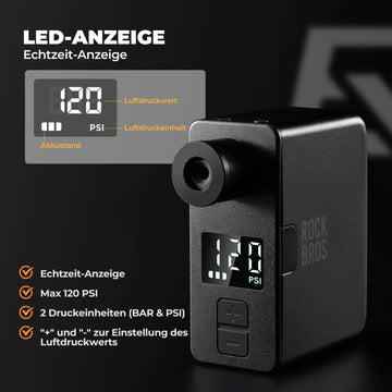 fahrradpumpe bar anzeige ROCKBROS Elektrische Fahrradpumpe MINI-Pumpe AS1 Pro ultrakompakte – ROCKBROS-DE