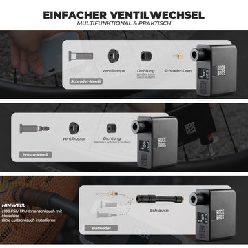 ROCKBROS Elektrische Fahrradpumpe MINI-Pumpe AS1 Pro ultrakompakte   ROCKBROS-DE