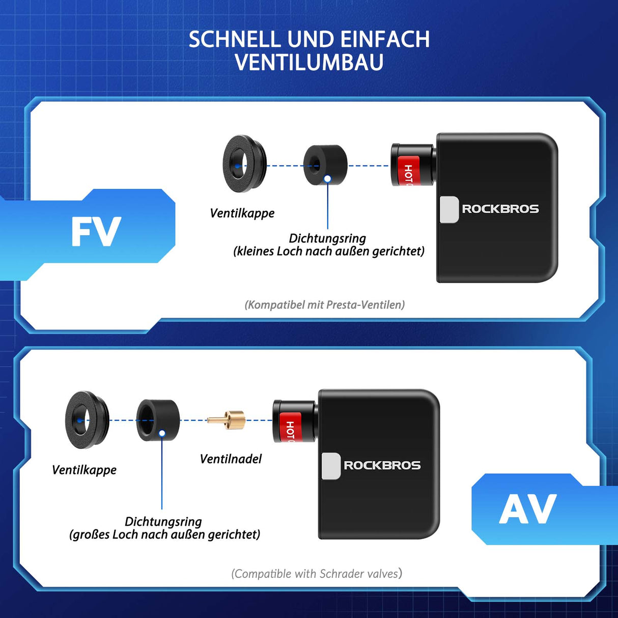 ROCKBROS Elektrische Fahrradpumpe MINI wiederaufladbare Luftpumpe - ROCKBROS-EU