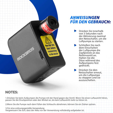 elektrische fahrradpumpe akku Mini Elektrische Fahrradpumpe für unterwegs – ROCKBROS-DE