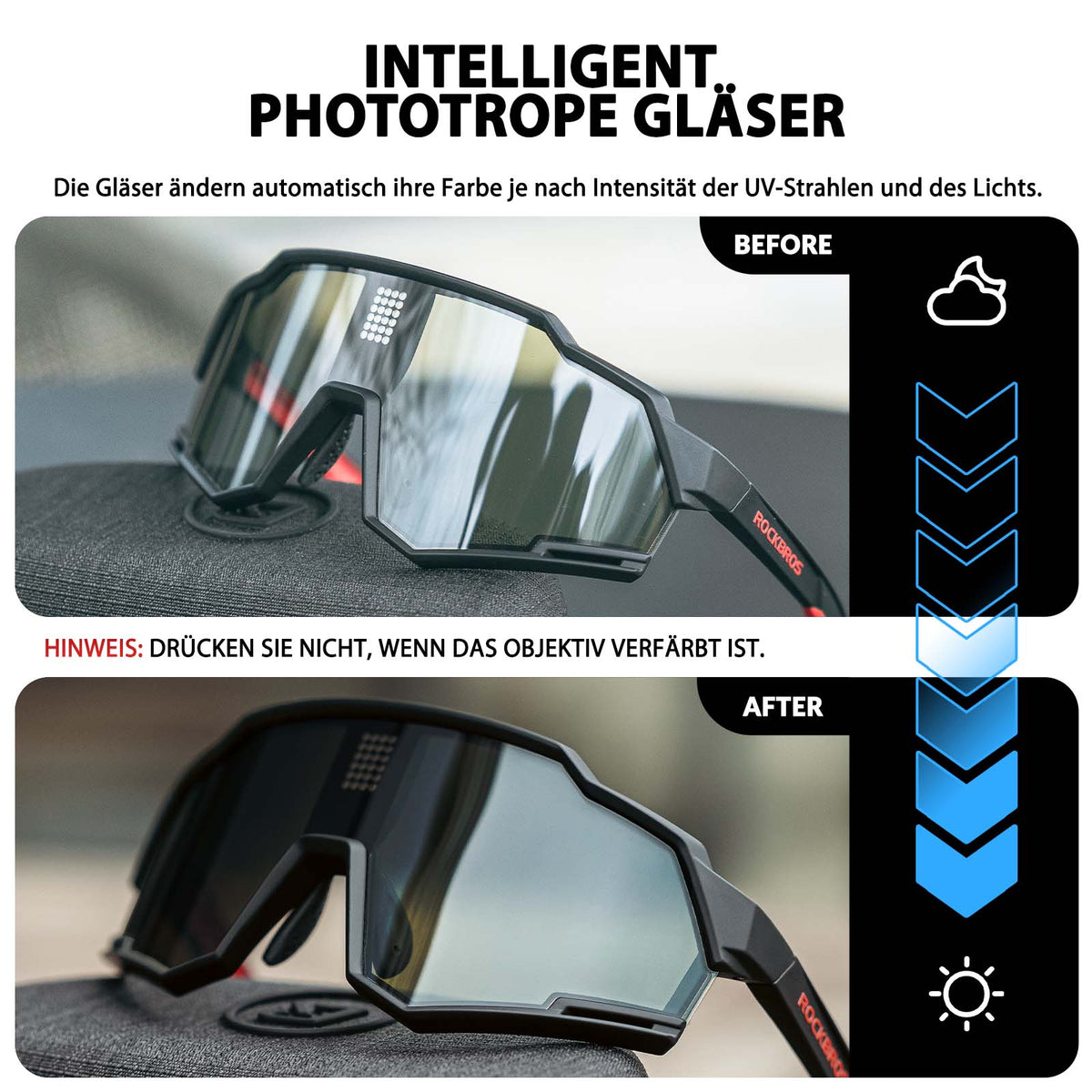 Smarte Radbrille: Elektronische Tönung – ROCKBROS-DE
