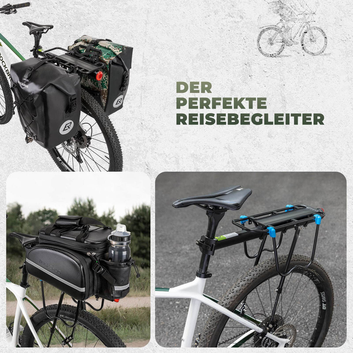 ROCKBROS Fahrrad Gepäckträger mit Reflektor und Schnellspanner 24-29 Zoll