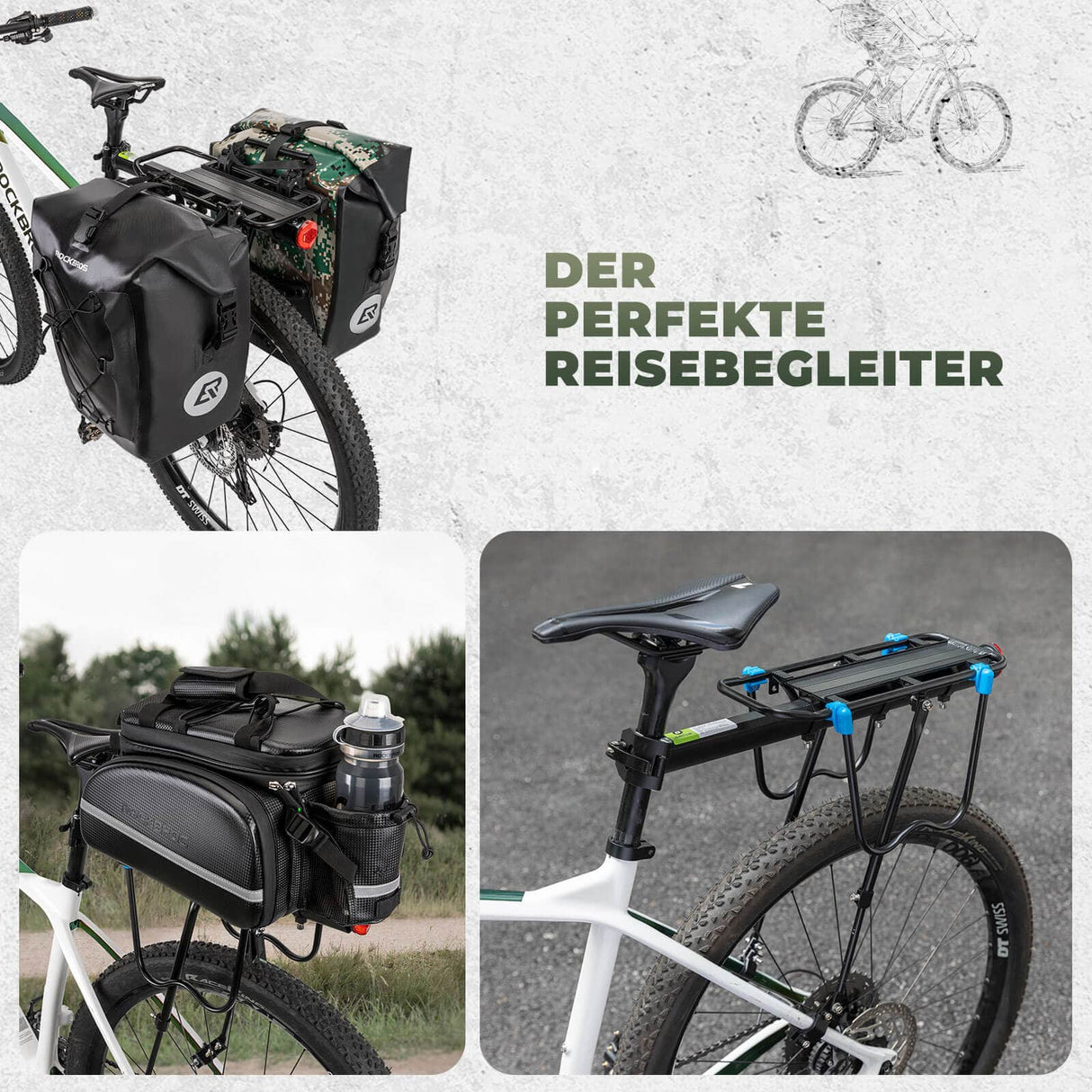 ROCKBROS Fahrrad Gepäckträger mit Reflektor und Schnellspanner 24-29 Zoll - ROCKBROS-EU