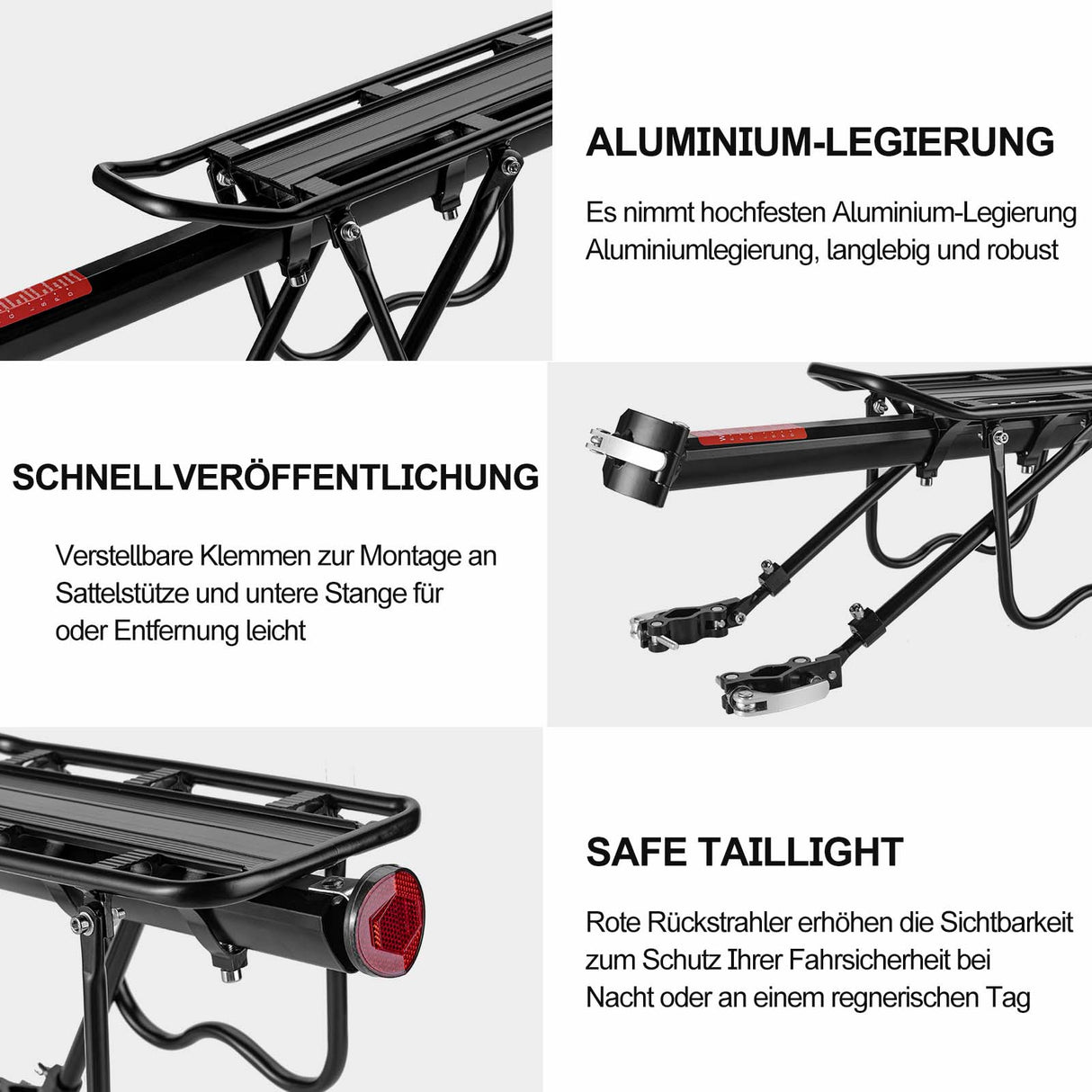 ROCKBROS Fahrrad Gepäckträger Schnellspanner mit Reflektor 24-29 Zoll Aluminiumlegierung - ROCKBROS-EU