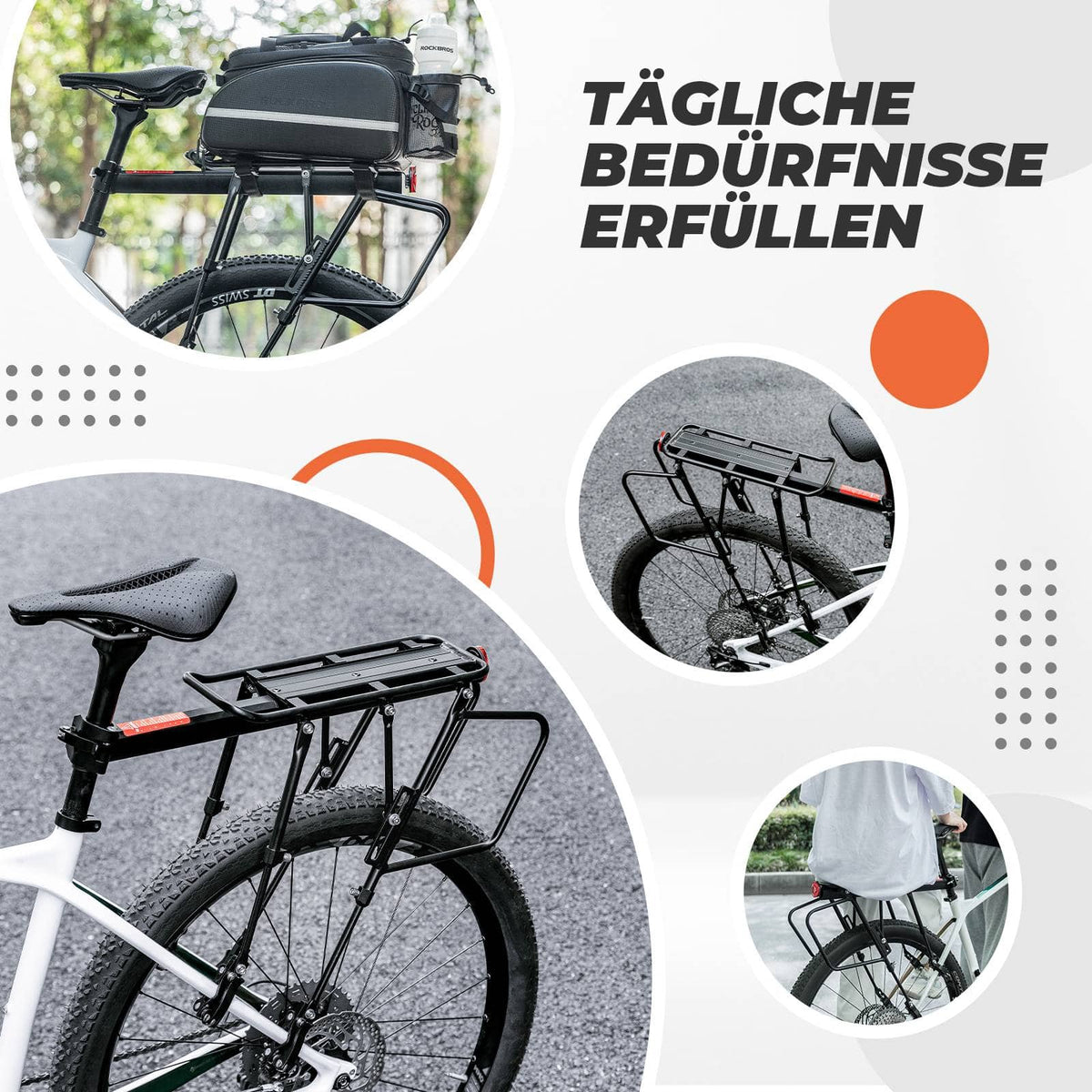 ROCKBROS Bicycle Luggage Rack Adjustable with Quick Release Reflector