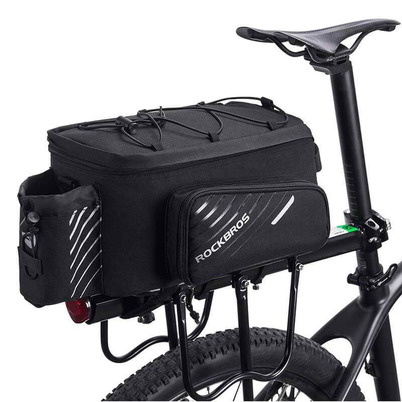 ROCKBROS bicycle luggage rack bag black 9 12L with 2 foldable side pockets