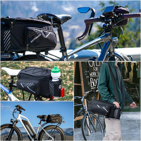 ROCKBROS Fahrrad Gepäckträgertasche Schwarz 9-12L mit 2 faltbare Seitentaschen - ROCKBROS-EU