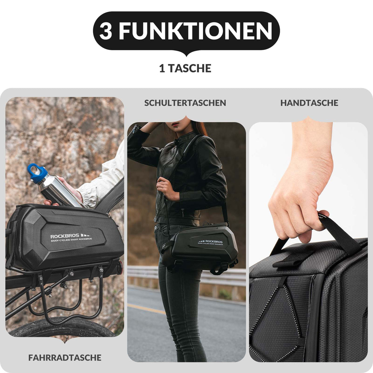 ROCKBROS Gepäckträgertasche Wasserdicht Fahrradtasche 9L mit Schultergurt – ROCKBROS-DE