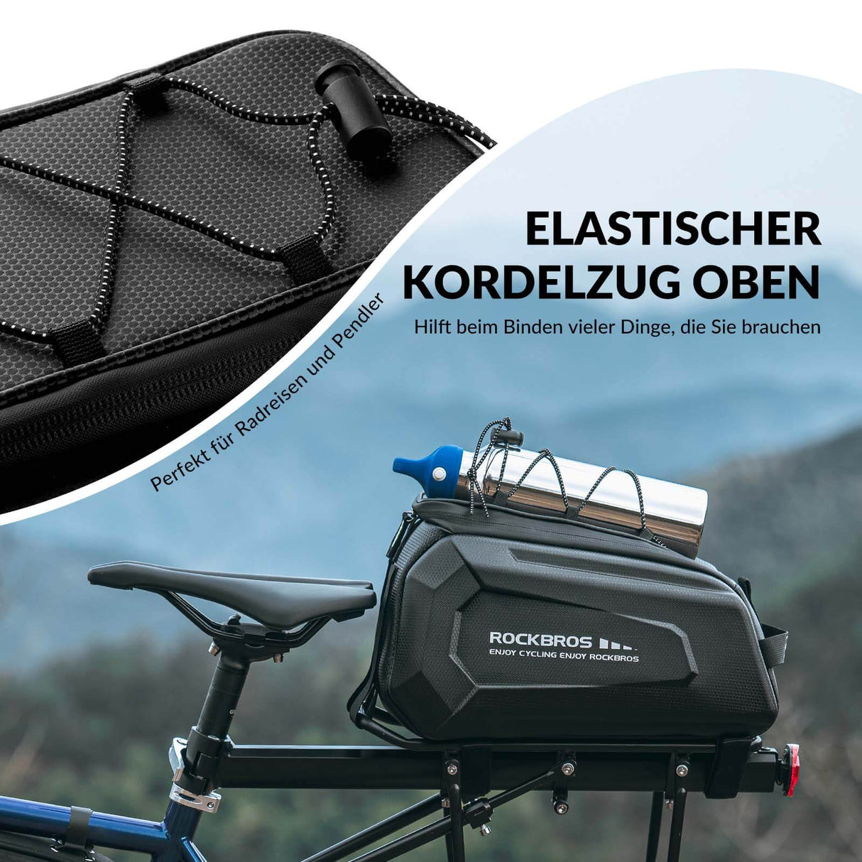 ROCKBROS Fahrrad Gepäckträgertasche Wasserdicht 9L mit Regenschutz und Schultergurt - ROCKBROS-EU